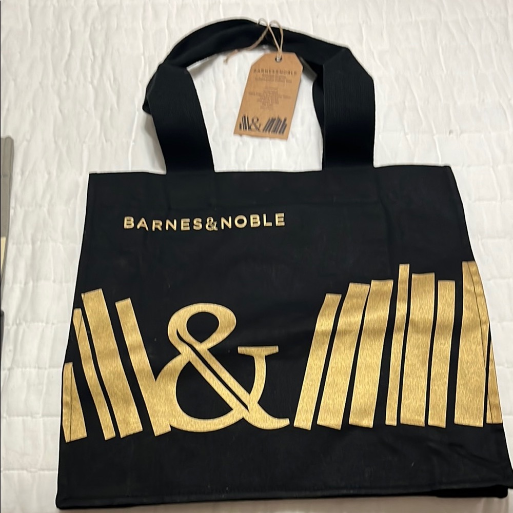 Barnes & Noble Elegant Black Tote with Gold Design